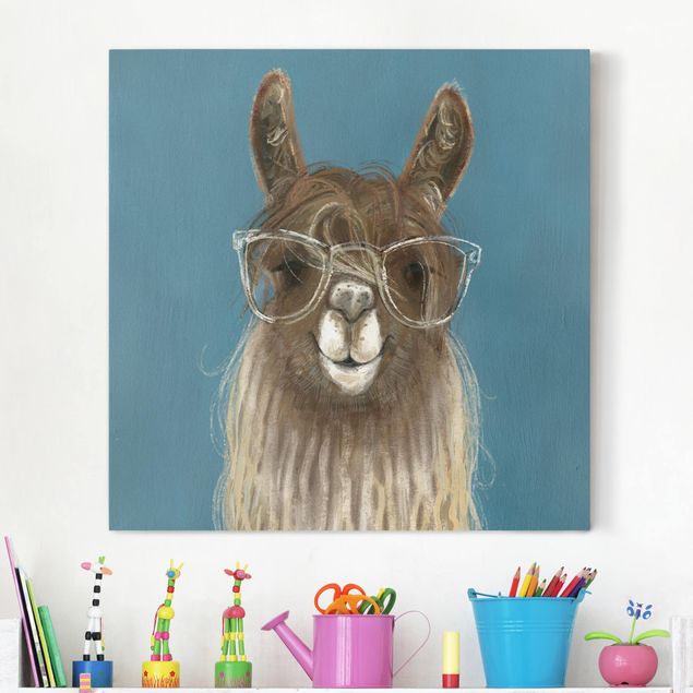 Leinwandbilder Tiere Lama mit Brille III