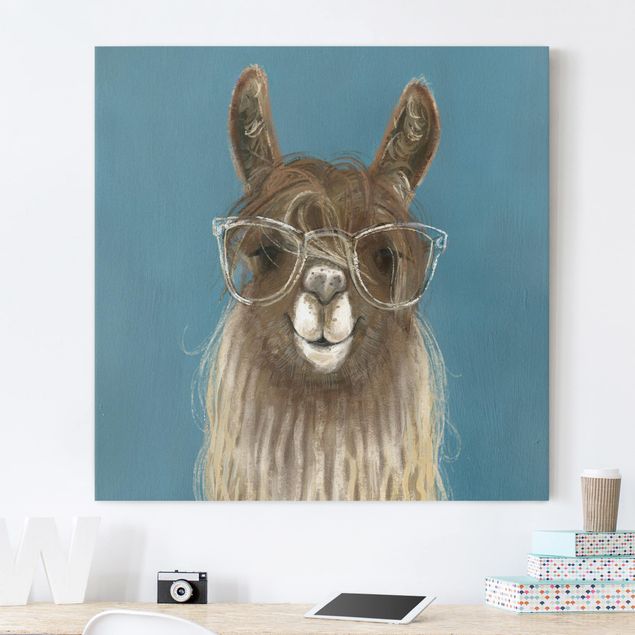 moderne Leinwandbilder Lama mit Brille III
