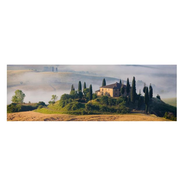 Leinwandbild - Landgut in der Toskana - Panorama Quer