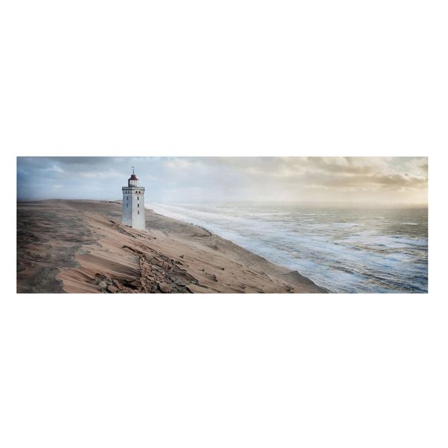 Leinwandbild - Leuchtturm in Dänemark - Panorama Quer