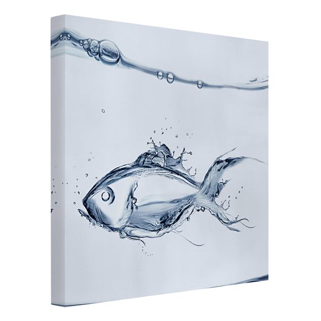 Leinwandbild - Liquid Silver Fish - Quadrat 1:1