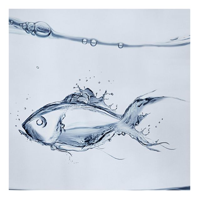 Leinwandbild - Liquid Silver Fish - Quadrat 1:1