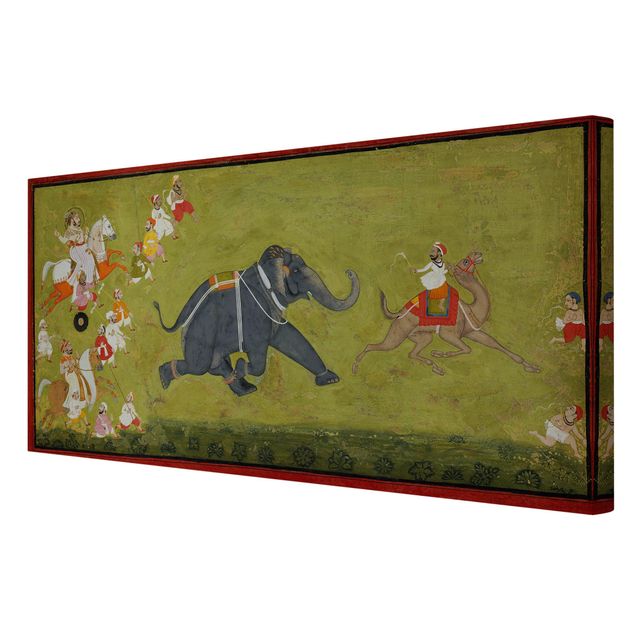 Leinwandbild - Maharaja Jagat Singh verfolgt einen fliehenden Elefanten - Quer 2:1