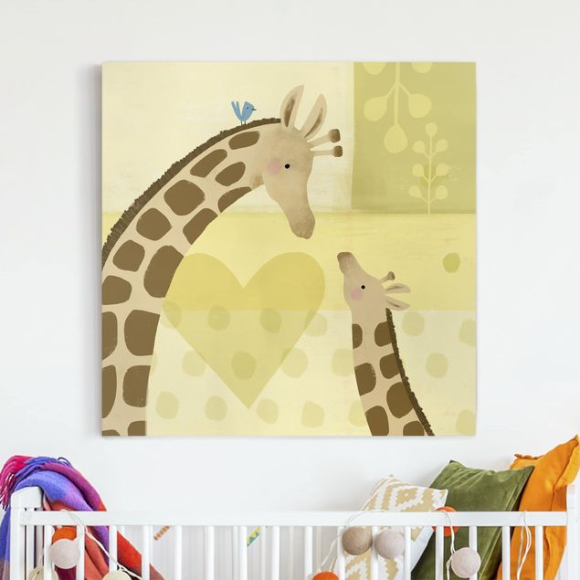moderne Leinwandbilder Mama und ich - Giraffen