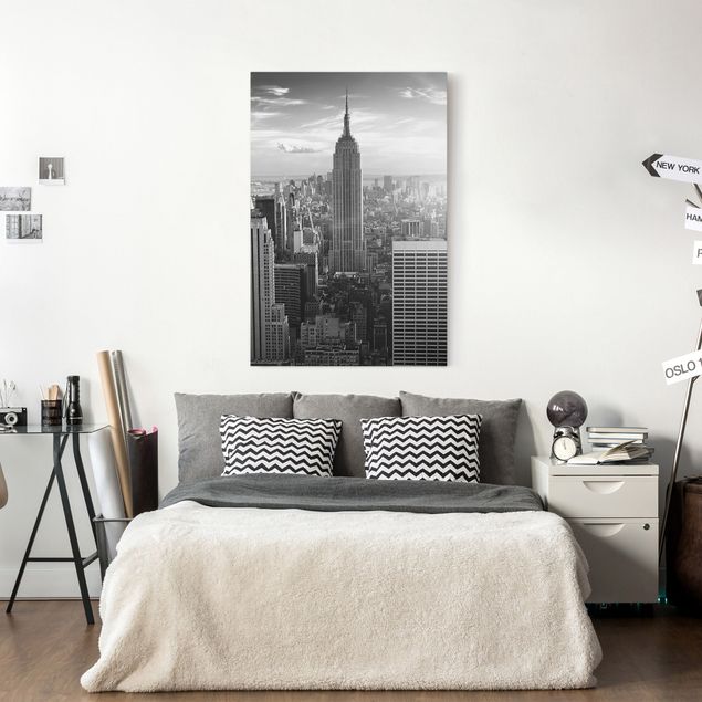 schwarz-weiß Bilder auf Leinwand Manhattan Skyline
