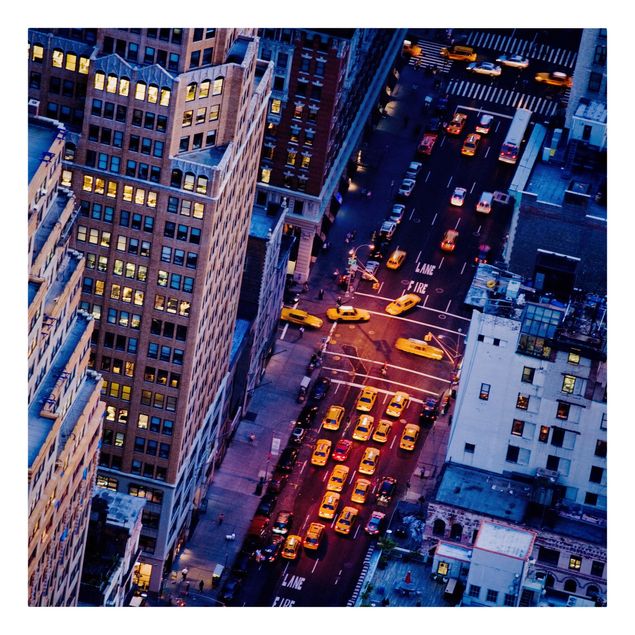 Leinwandbild - Manhattans Taxilichter - Quadrat 1:1