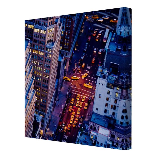 Leinwandbild - Manhattans Taxilichter - Quadrat 1:1