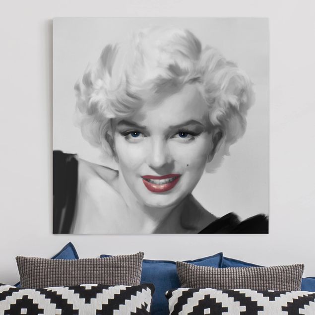moderne Leinwandbilder Marilyn auf Sofa