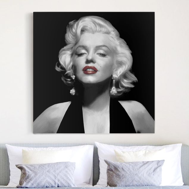 Leinwandbilder Retro Marilyn mit roten Lippen