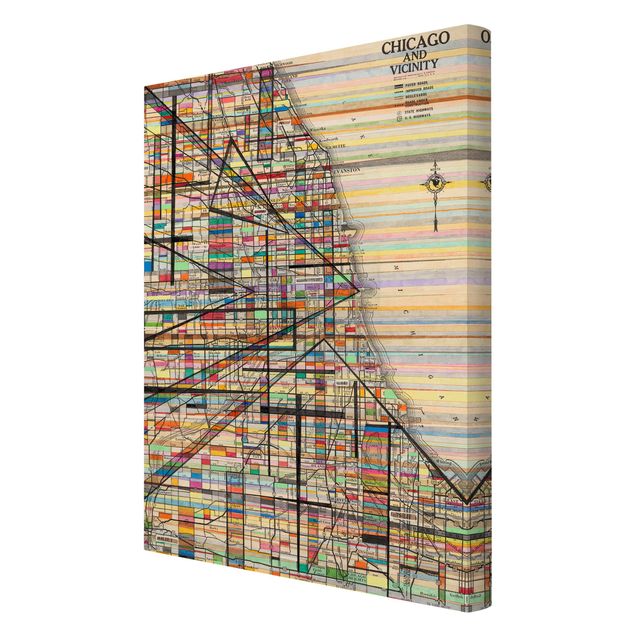 Leinwandbild - Moderne Karte von Chicago - Hochformat 3:2