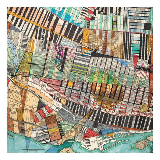Leinwandbild - Moderne Karte von Montreal - Quadrat 1:1