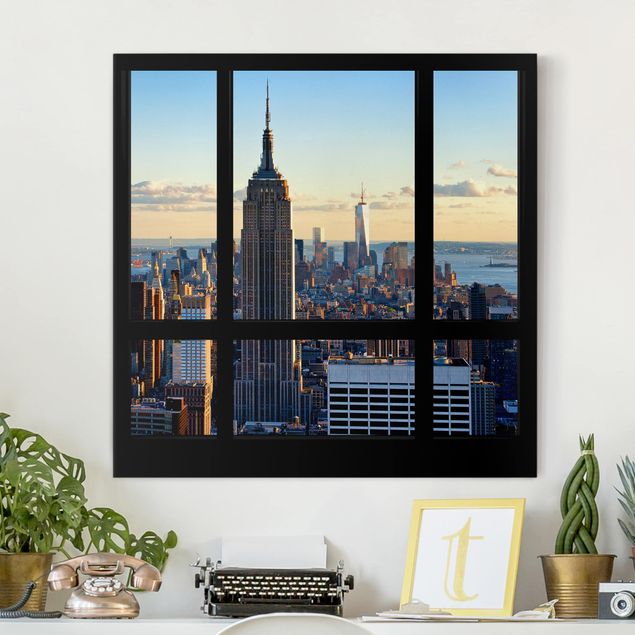New York Leinwand New York Fensterblick auf Empire State Building