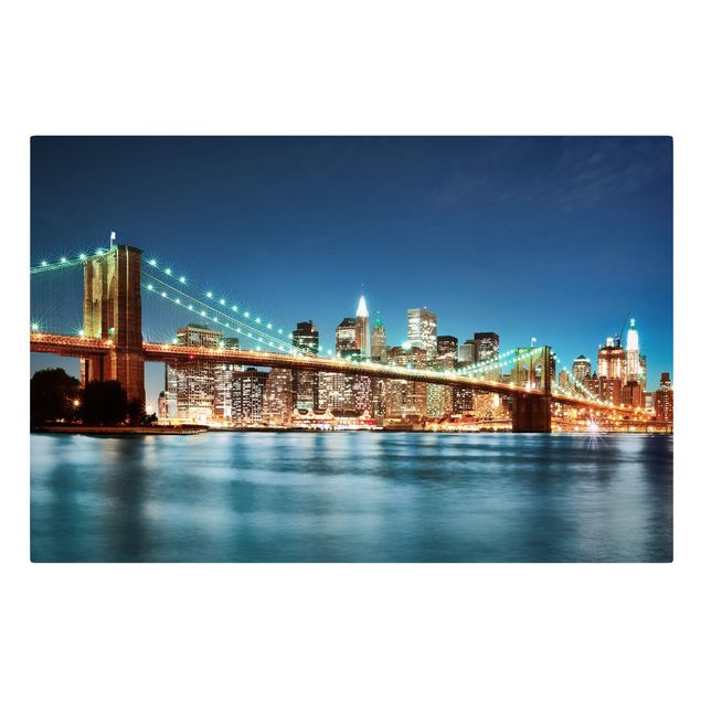 Leinwandbild - Nighttime Manhattan Bridge - Quer 3:2
