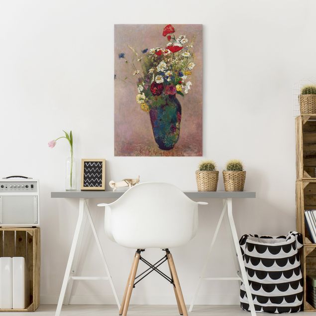 Leinwandbilder kaufen Odilon Redon - Blumenvase mit Mohn