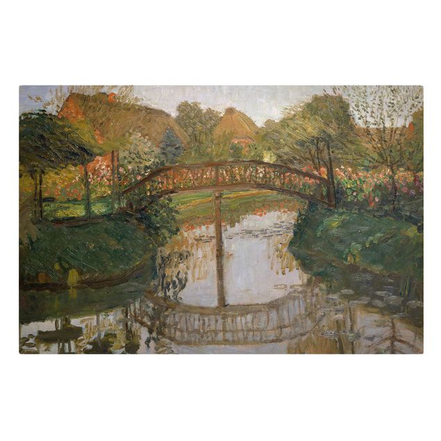 schöne Leinwandbilder Otto Modersohn - Bauerngarten mit Brücke