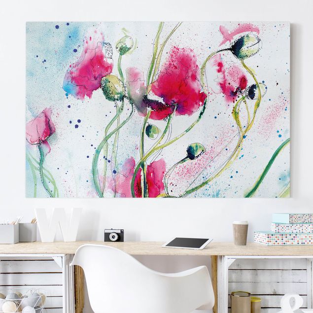 Blumenbilder auf Leinwand Painted Poppies