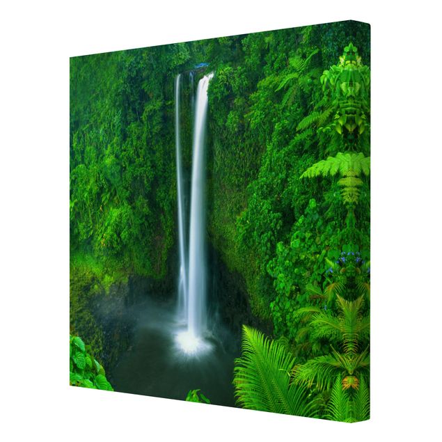 Leinwandbild - Paradiesischer Wasserfall - Quadrat 1:1
