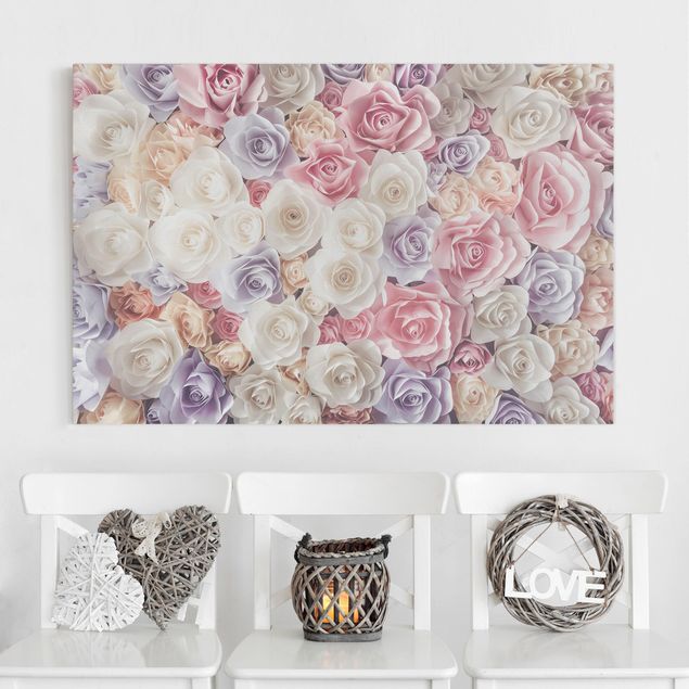 Leinwandbild Rose Pastell Paper Art Rosen