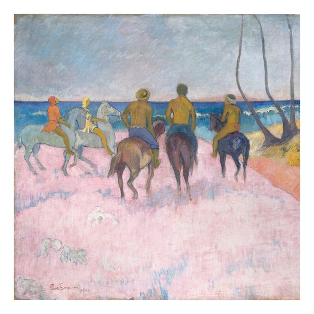 Leinwandbild - Paul Gauguin - Reiter am Strand (I) - Quadrat 1:1