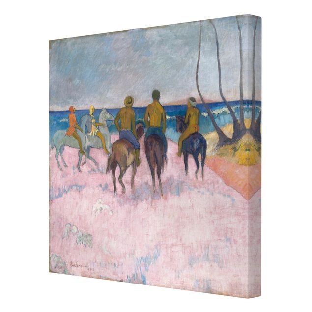 Leinwandbild - Paul Gauguin - Reiter am Strand (I) - Quadrat 1:1
