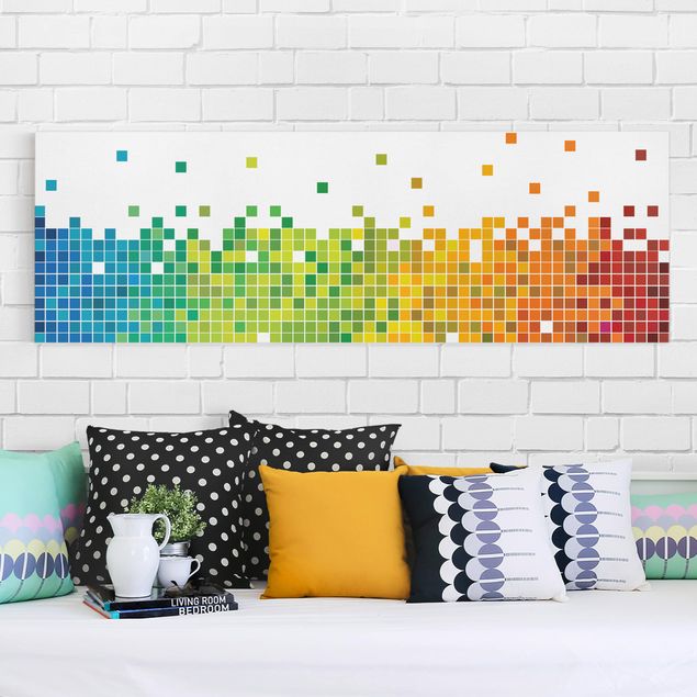 Leinwandbilder abstrakt Pixel-Regenbogen