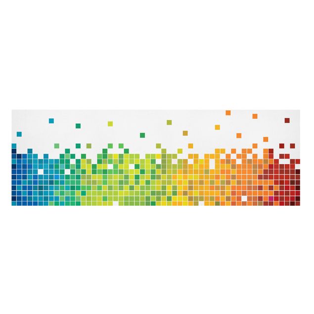 Leinwandbild - Pixel-Regenbogen - Panorama Quer