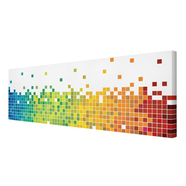 Leinwandbild - Pixel-Regenbogen - Panorama Quer