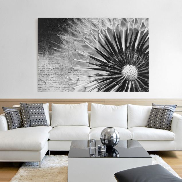 Leinwandbilder Retro Pusteblume Schwarz & Weiß