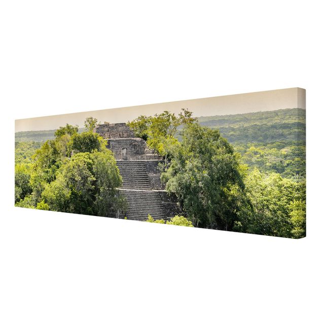 Leinwandbild - Pyramide von Calakmul - Panorama Quer
