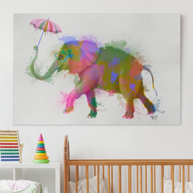 moderne Bilder auf Leinwand Regenbogen Splash Elefant