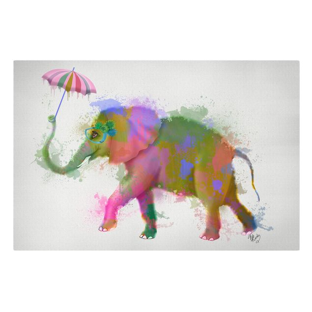 schöne Leinwandbilder Regenbogen Splash Elefant
