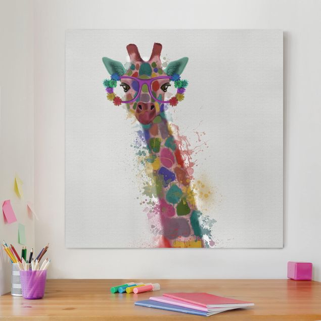 Leinwandbilder Tiere Regenbogen Splash Giraffe