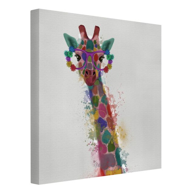 Leinwandbilder kaufen Regenbogen Splash Giraffe