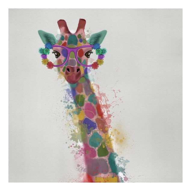 Leinwandbild - Regenbogen Splash Giraffe - Quadrat 1:1