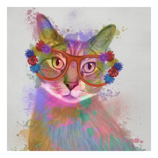 Leinwandbilder kaufen Regenbogen Splash Katze