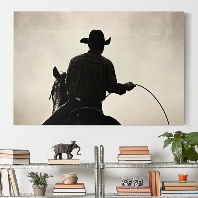 Vintage Leinwandbilder Riding Cowboy