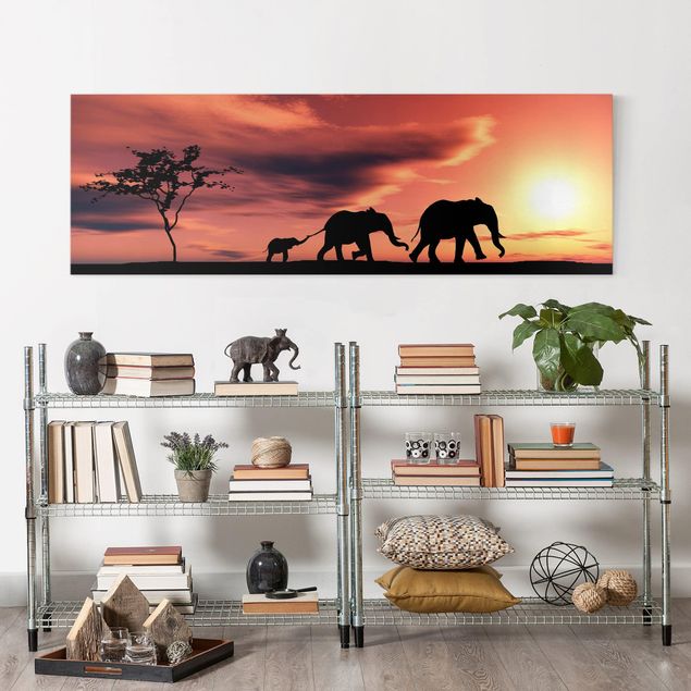 Leinwandbilder Naturmotive Savannah Elefant Family