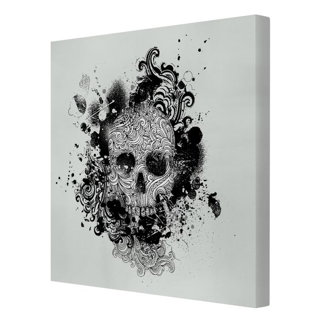 Leinwandbild Schwarz-Weiß - Skull - Quadrat 1:1