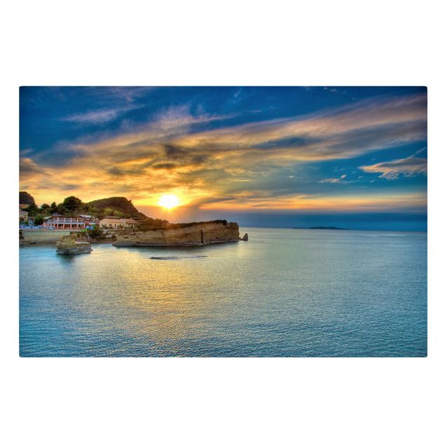Leinwandbilder kaufen Sonnenuntergang über Korfu