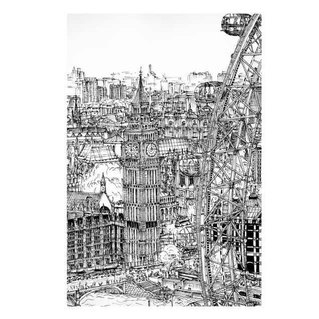 Leinwandbild - Stadtstudie - London Eye - Hochformat 3:2