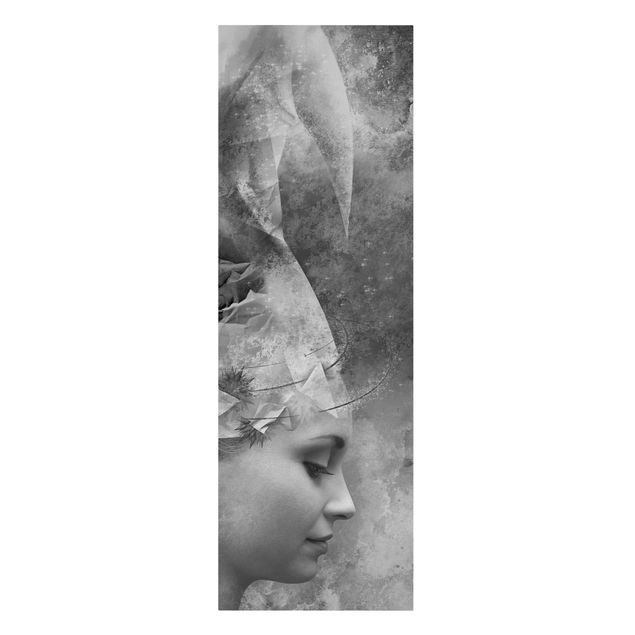 Leinwandbild Schwarz-Weiß - Unordinary Girl II - Panoramabild Hoch