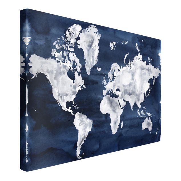 Leinwandbilder Wasser-Weltkarte dunkel