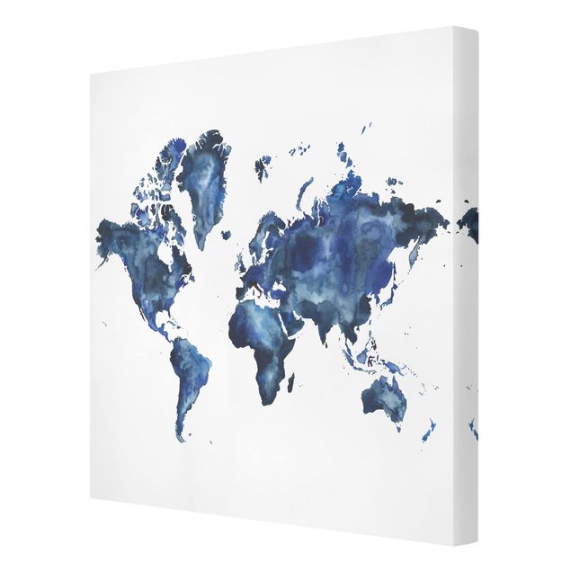 Leinwandbild - Wasser-Weltkarte hell - Quadrat 1:1