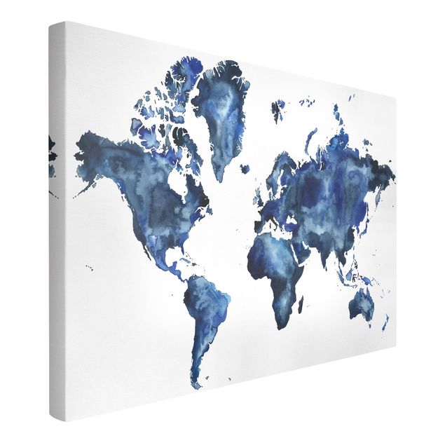 Leinwandbilder kaufen Wasser-Weltkarte hell