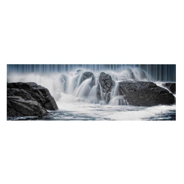 Leinwandbild - Wasserfall in Finnland - Panorama Quer