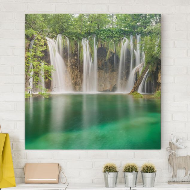 Leinwandbilder Wald Wasserfall Plitvicer Seen