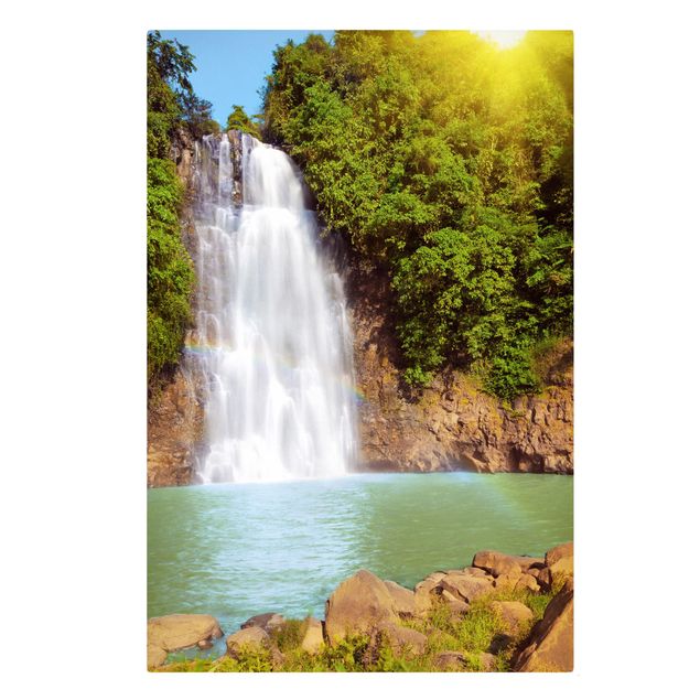 Leinwandbild - Wasserfall Romantik - Hoch 2:3