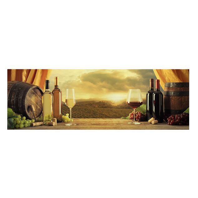 Leinwandbild - Wein mit Ausblick - Panorama 1:3