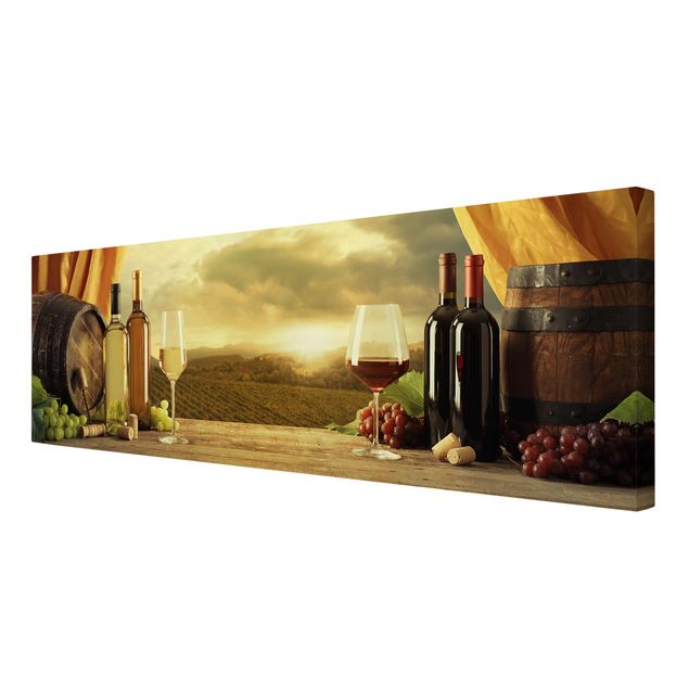 Leinwandbild - Wein mit Ausblick - Panorama 1:3
