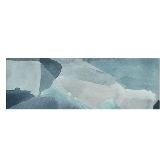 Leinwandbild - Wogen in Blau I - Panorama 1:3